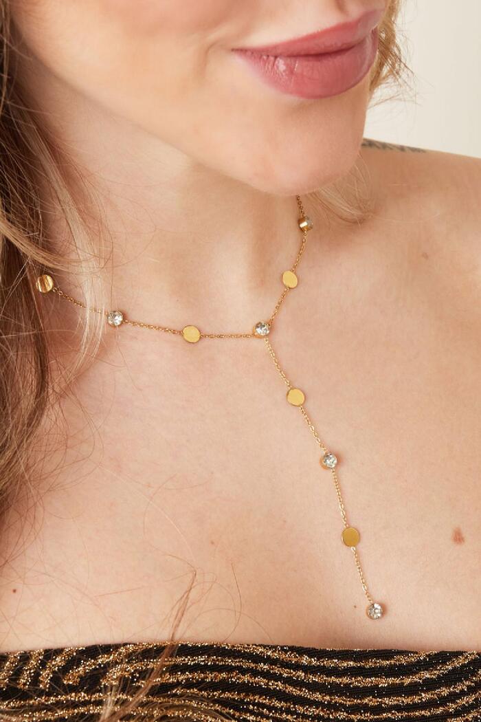 Lange Halskette mit Strass Gold Edelstahl Bild5